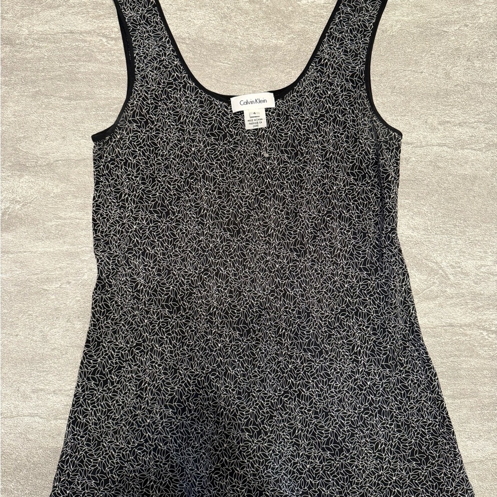 Calvin Klein Silk Black and White Patterned Cami